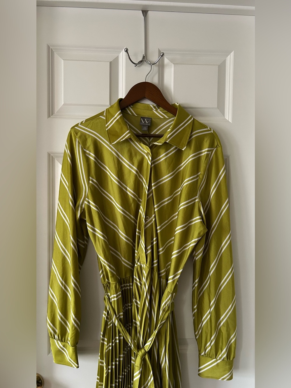Worthington Olive-Green Striped Blouse
